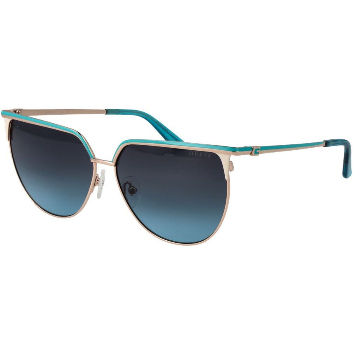 Elegante Cat-Eye-Sonnenbrille mit türkisfarbenen Akzenten