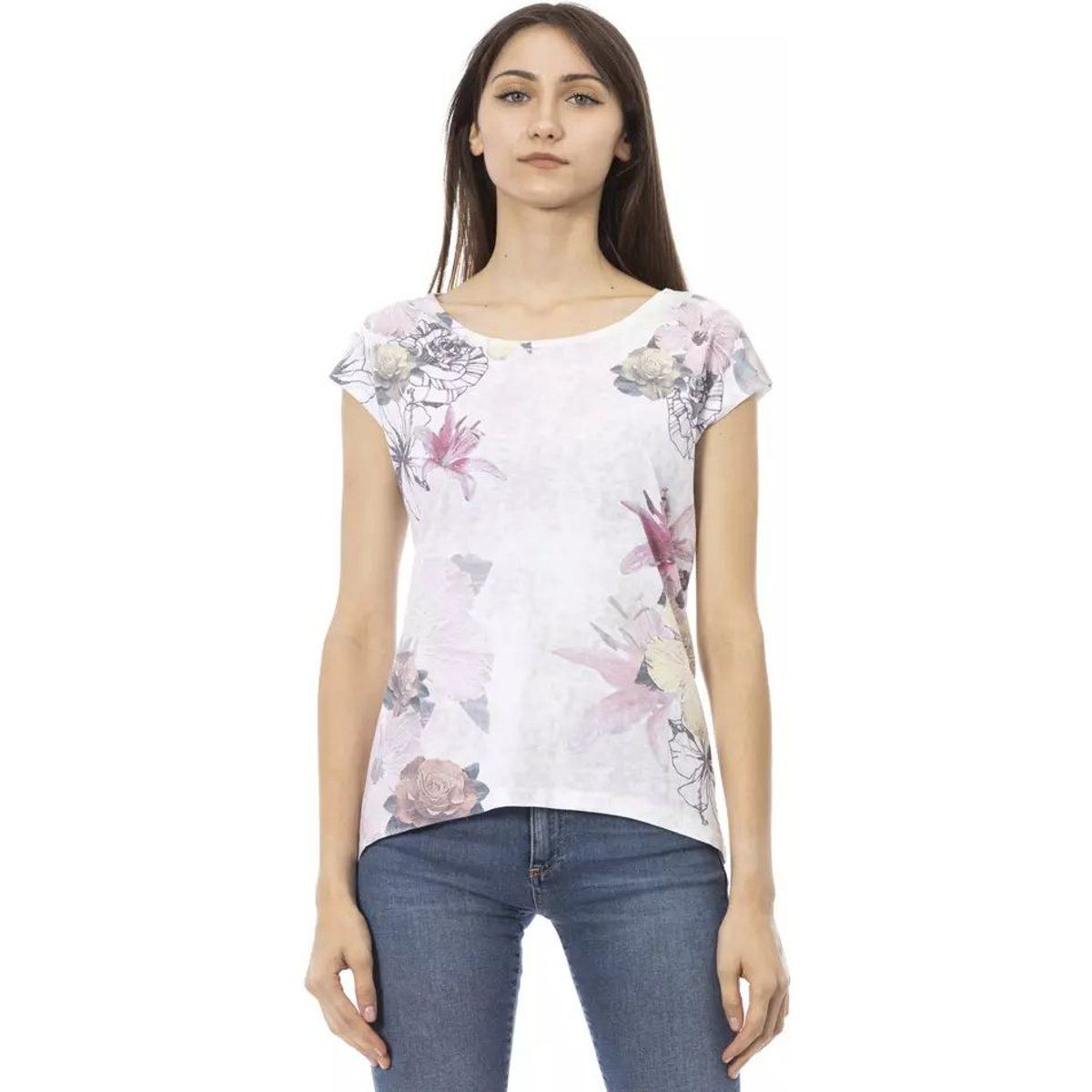 Relaxed T-Shirt mit künstlerischem Blumendruck