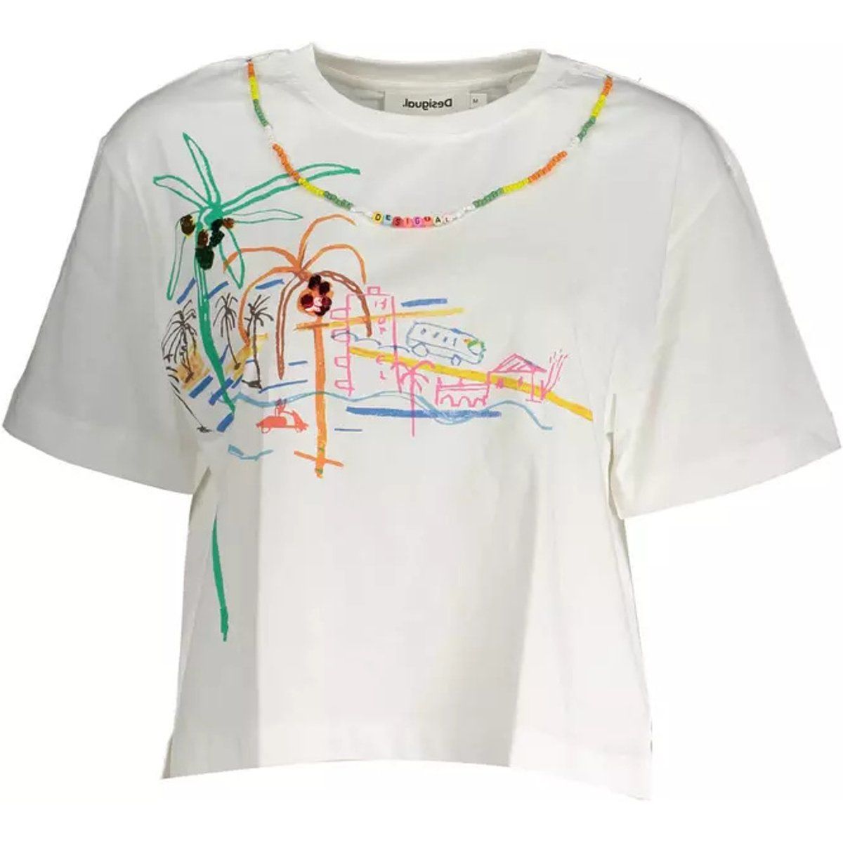T-Shirt mit künstlerischem Strand-Print