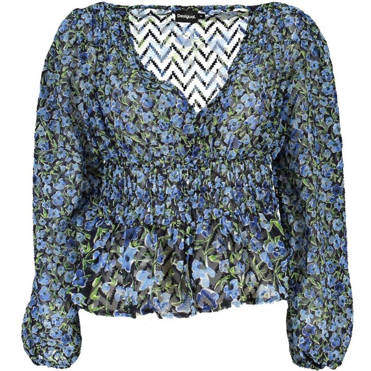 Florale Bluse mit gerafftem Smokbund