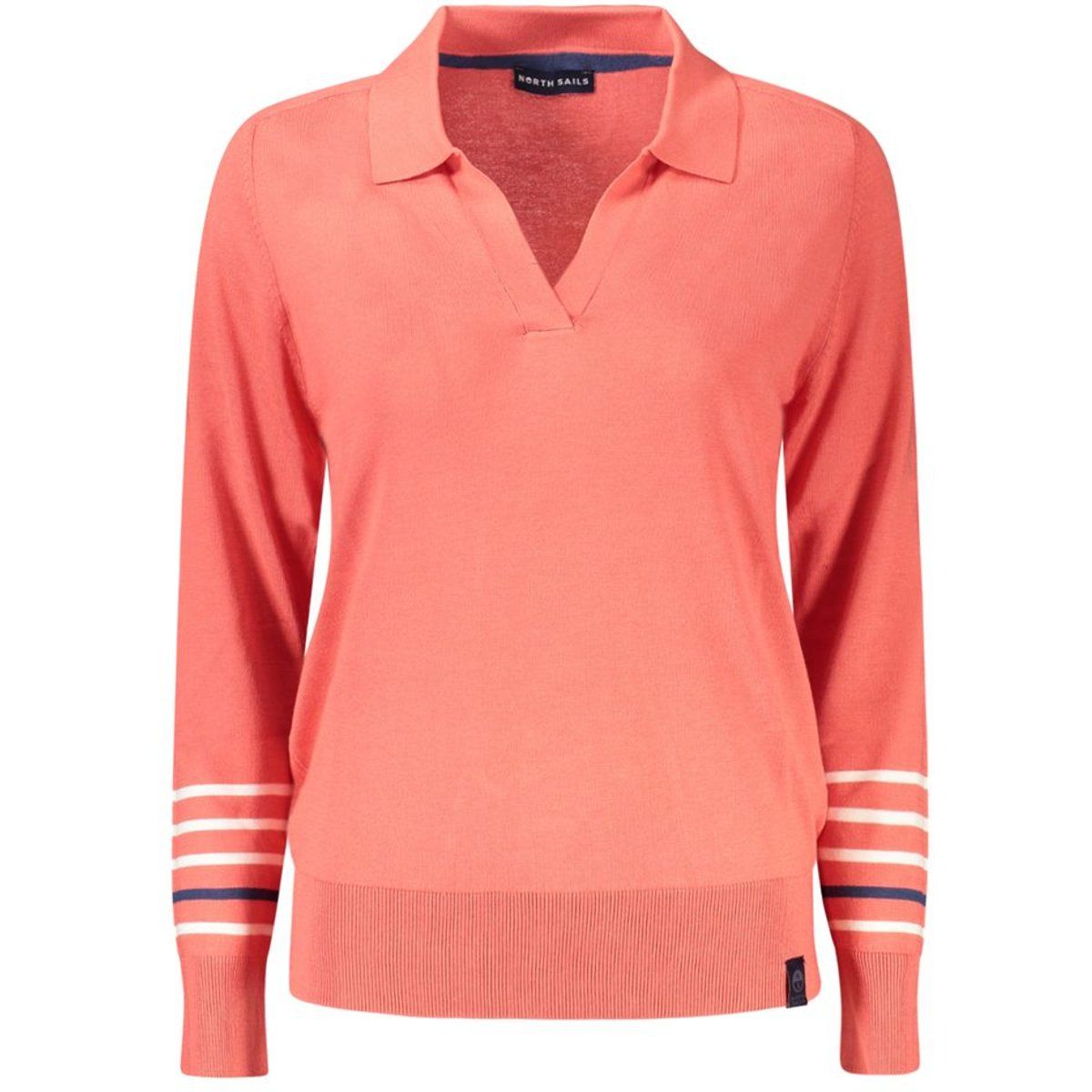 Strick-Polo-Pullover mit gestreiften Bündchen
