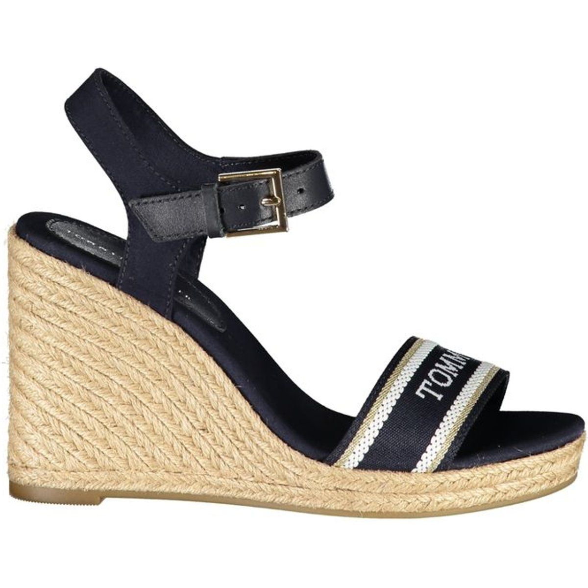 Canvas-Wedgesandalen mit Logo-Stickerei