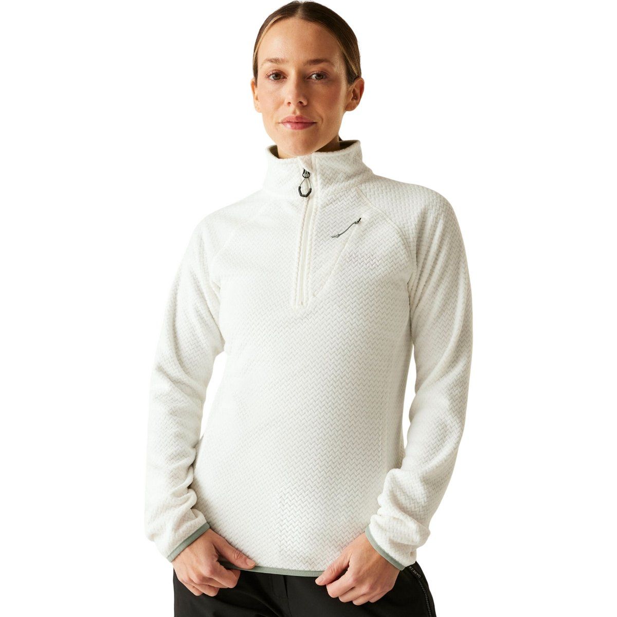 Strukturierter Fleece-Pullover mit Reißverschluss
