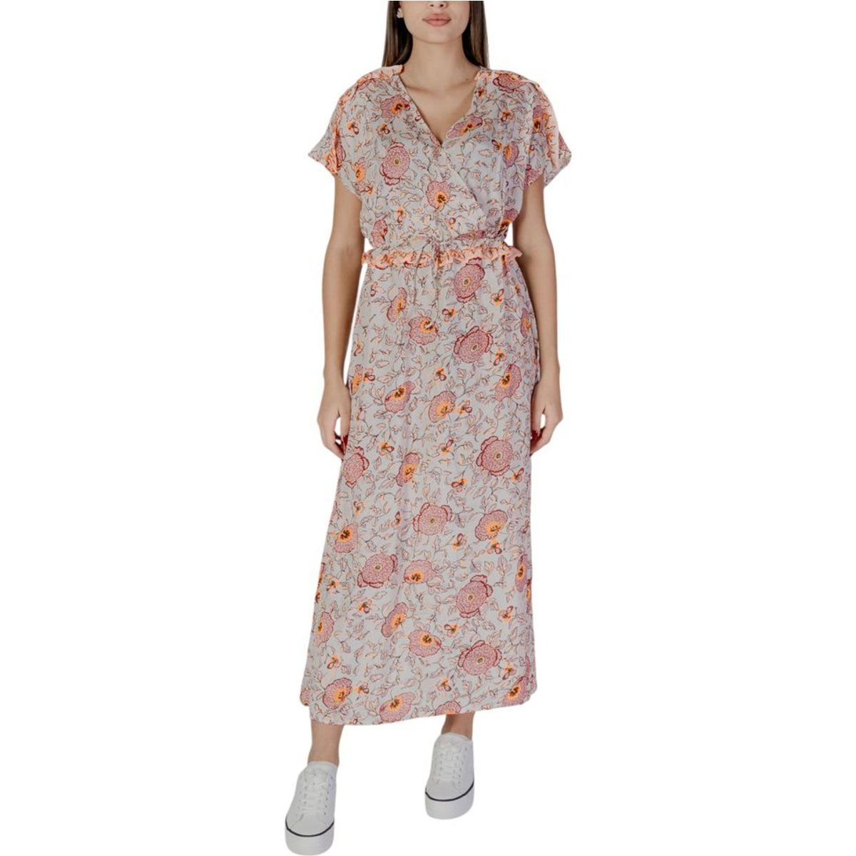 Midi-Kleid mit floralem Wickeloberteil