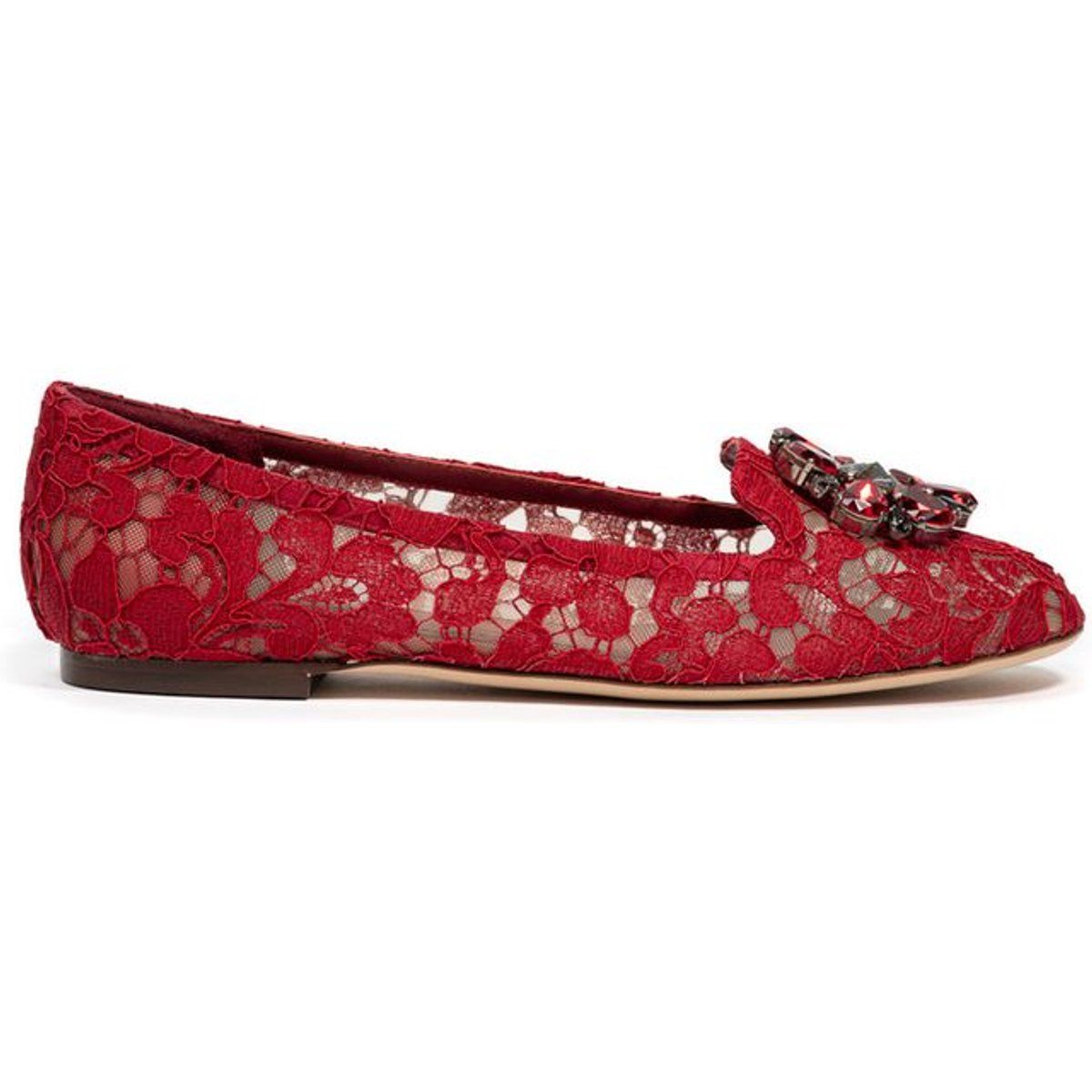 Kristallbesetzte florale Spitzen-Ballerinas