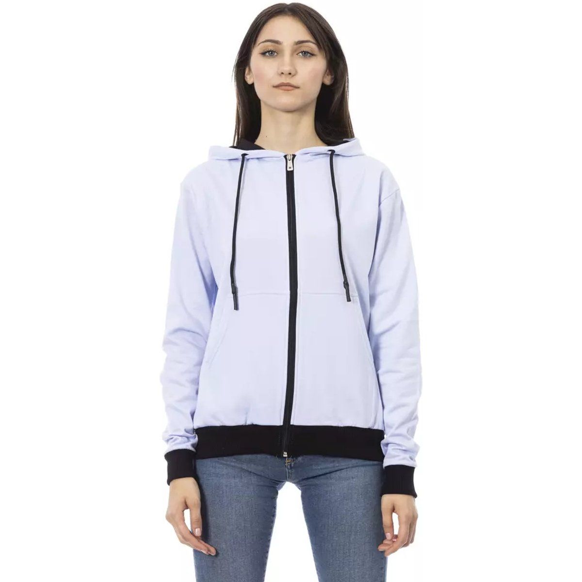 Lockerer Zip-Hoodie mit Kontrastdetails