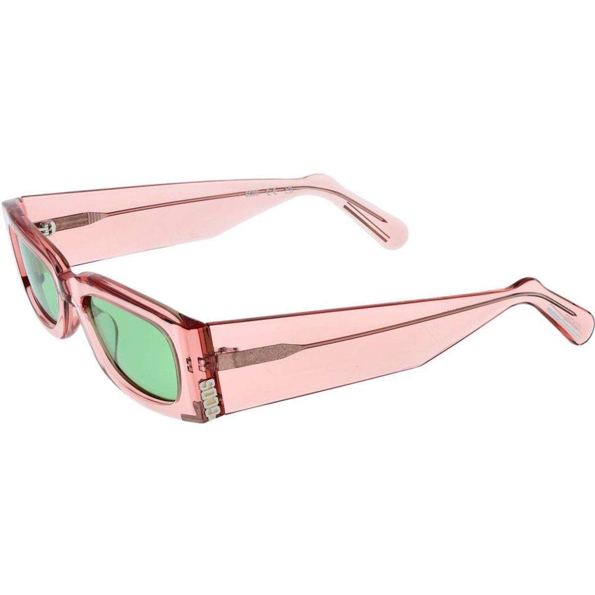 Auffällige rechteckige Sonnenbrille mit transparentem Rahmen