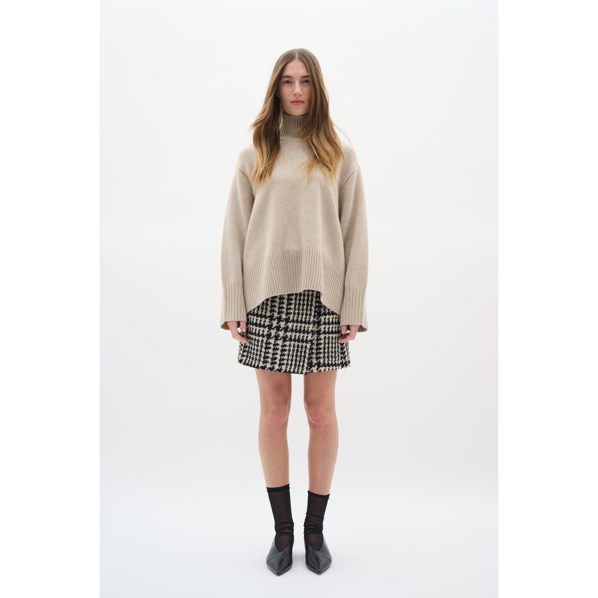 Klassischer Tweed-Minirock mit hoher Taille