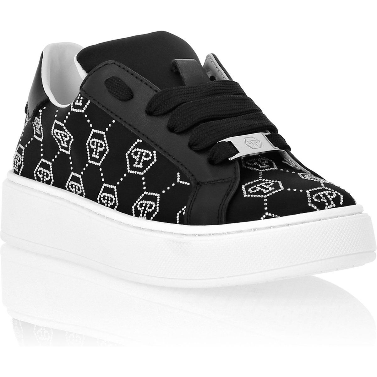 Satin-Sneaker mit Monogramm-Strass