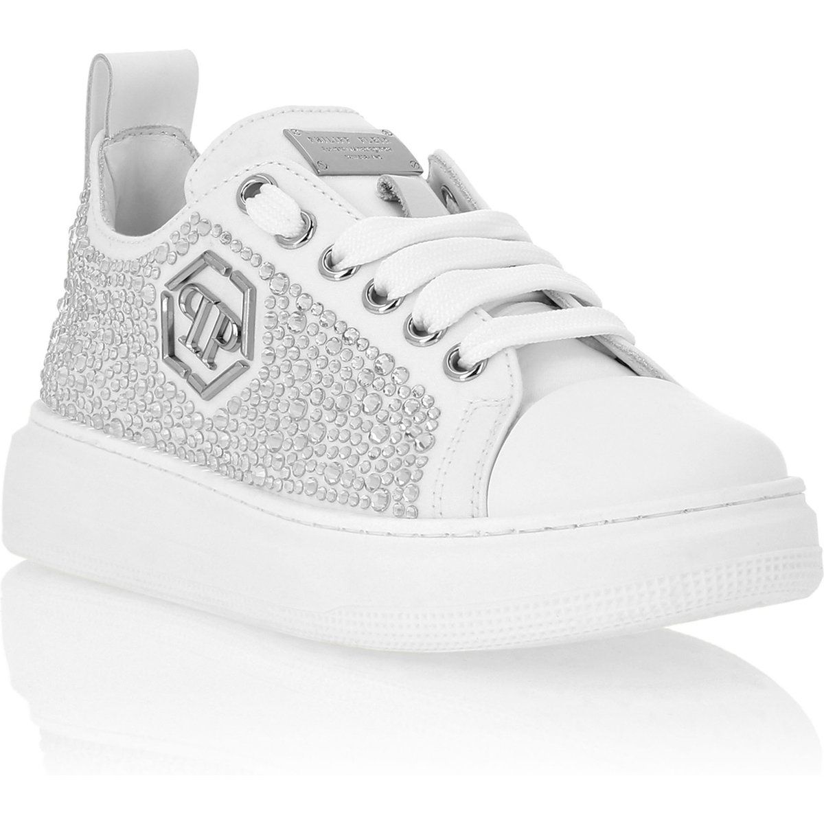 Mit Strass verzierte Satin-Sneaker