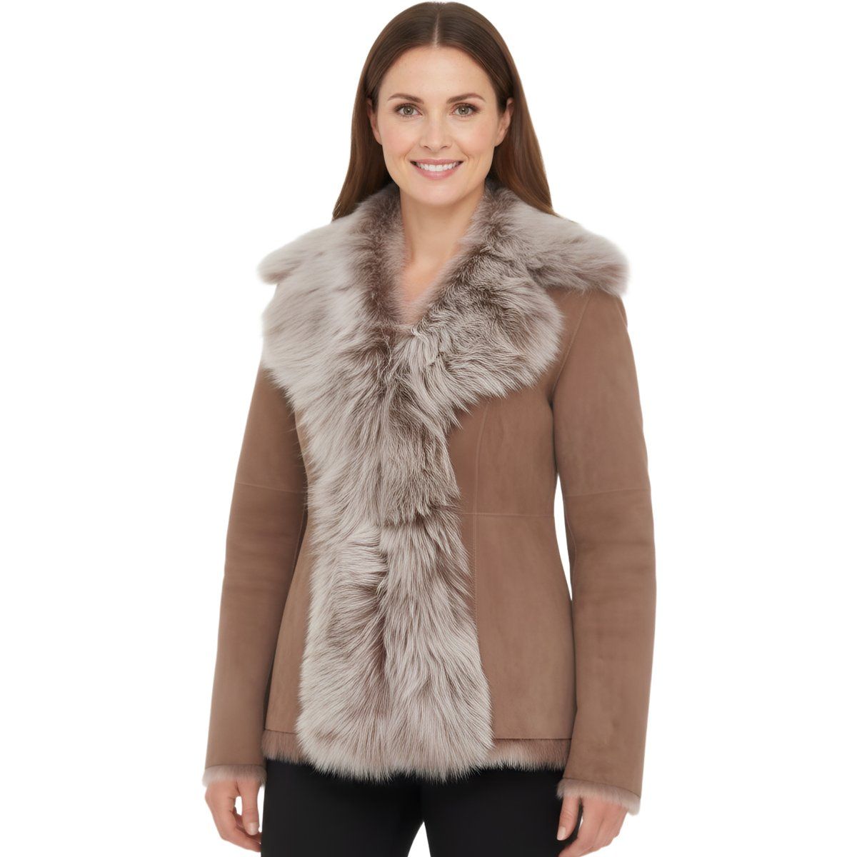 Taillierte Toskana-Lammfelljacke aus Wildleder