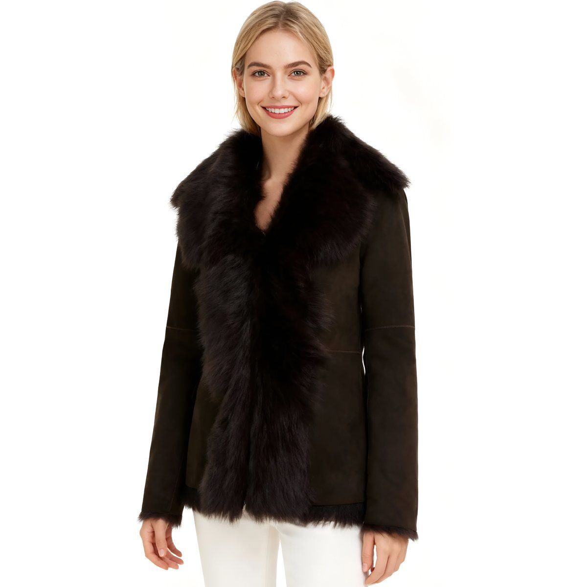 Luxuriöse Toscana-Lammfell-Wildlederjacke