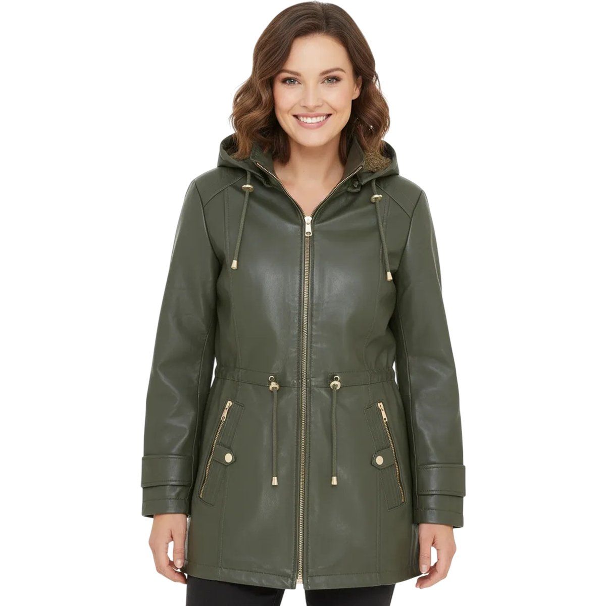 Lederparka mit Borg-gefütterter Kapuze