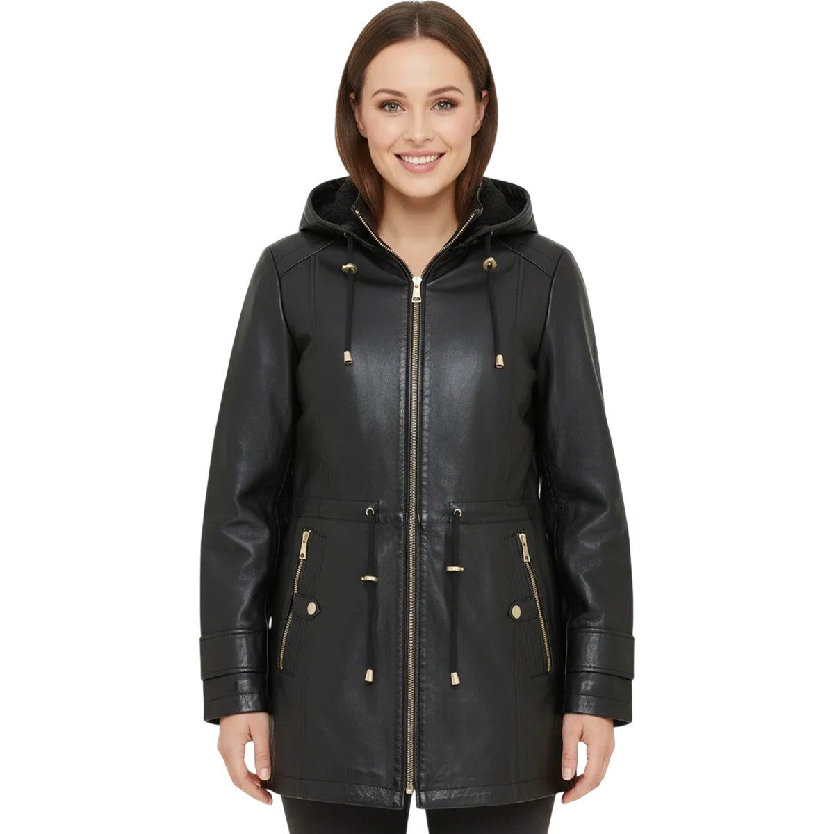 Lederparka mit Borg-Kapuze