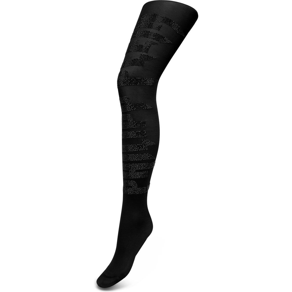 Halbtransparente Strumpfhose mit Strass-Logo