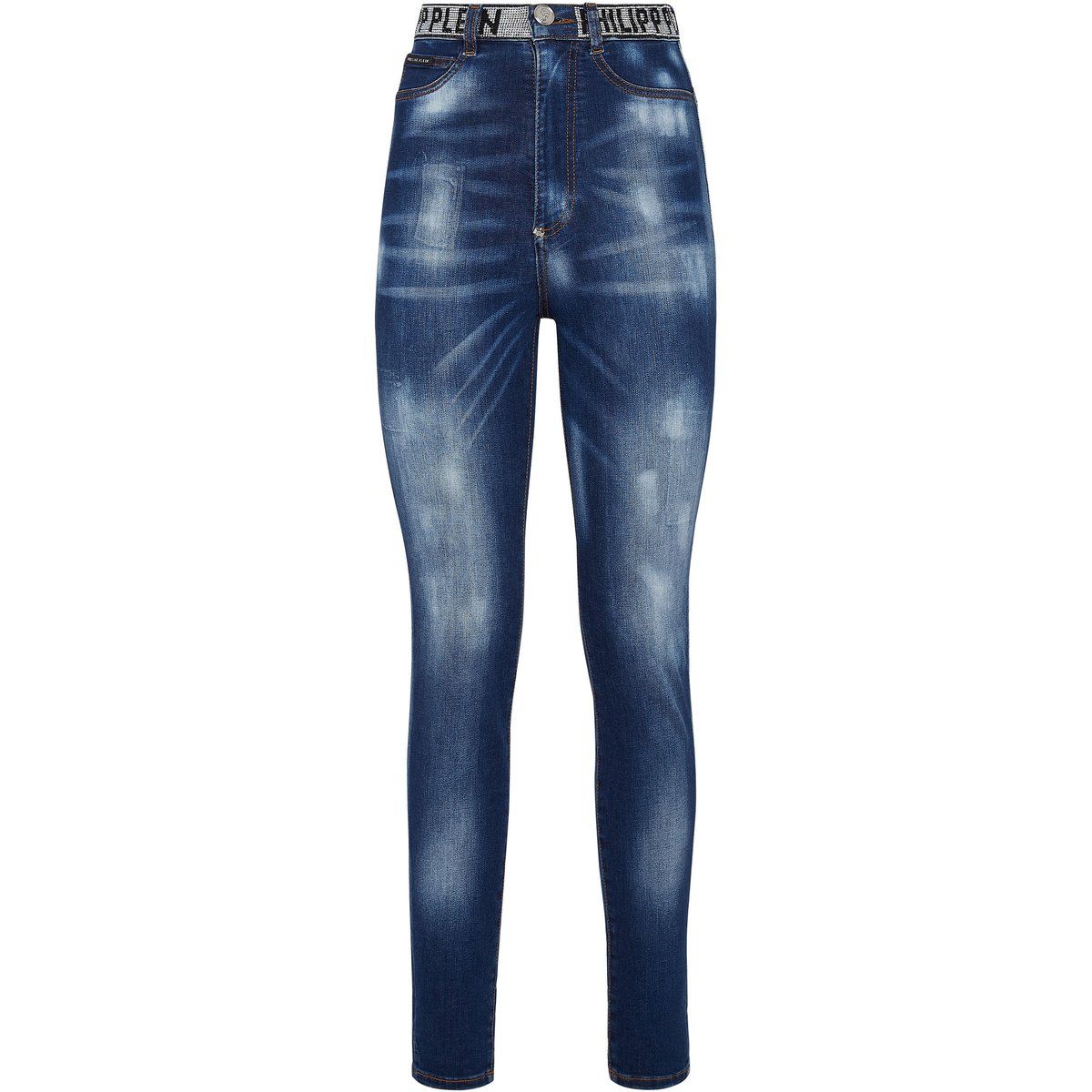 Jeggings mit hoher Taille und Strassbesatz