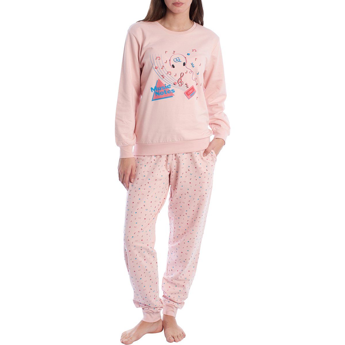 Baumwoll-Pyjama-Set mit Grafik-Print