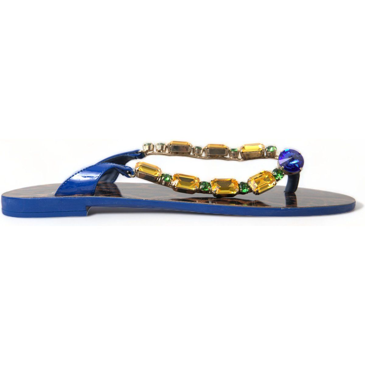 Verzierte Zehenstegsandalen mit Leopardenmuster