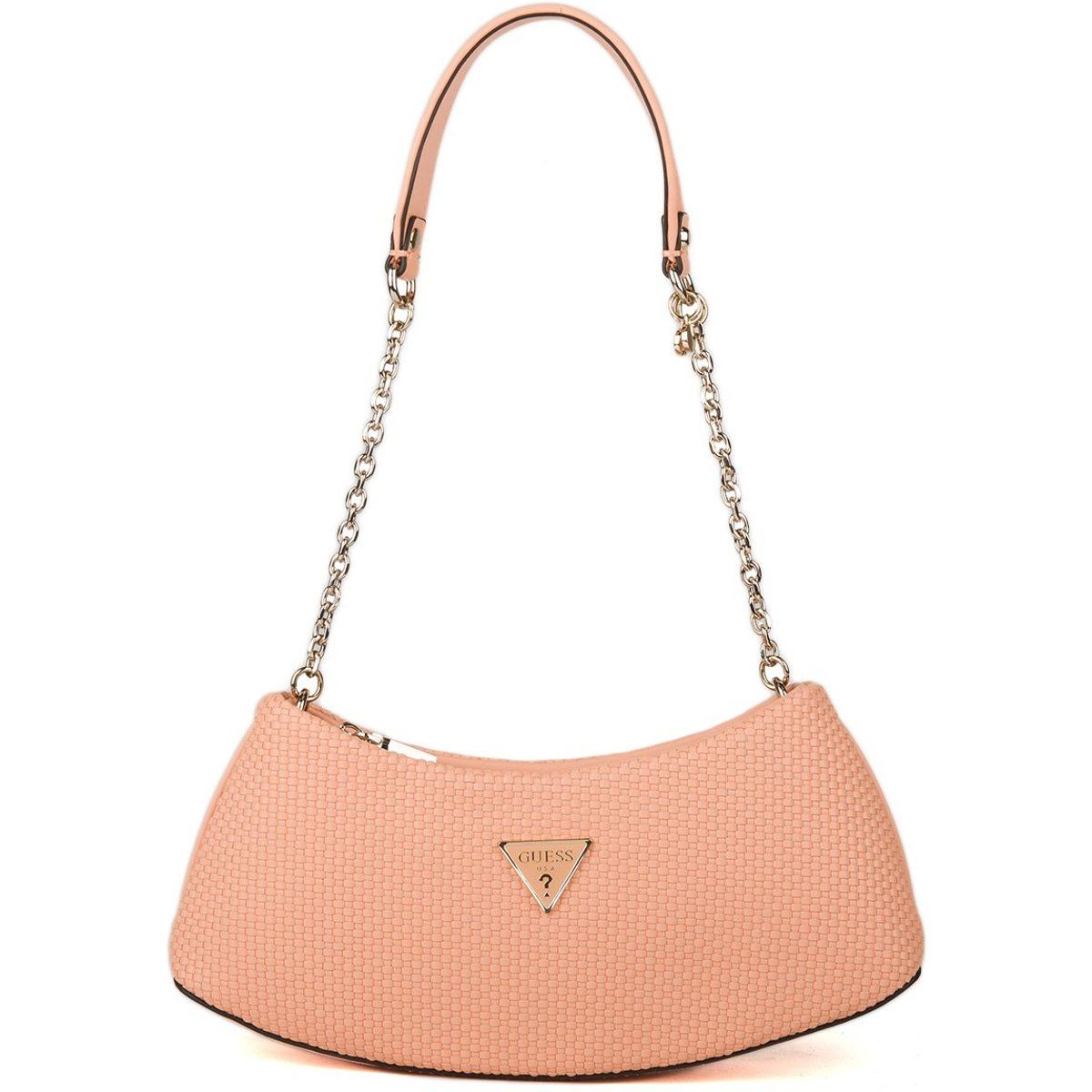 Geschwungene Schultertasche mit Webstruktur