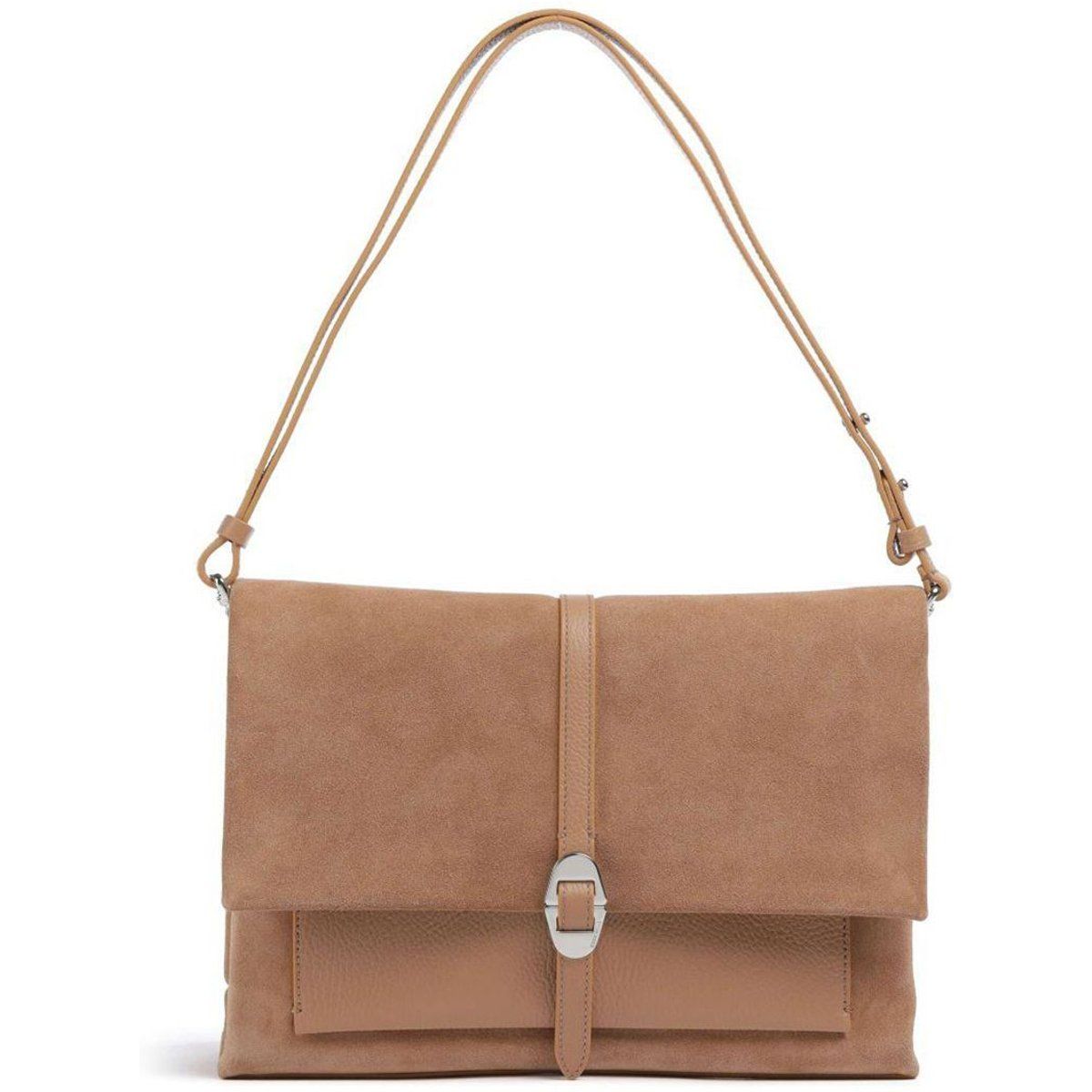 Wildleder-Schultertasche mit Schnallenverschluss