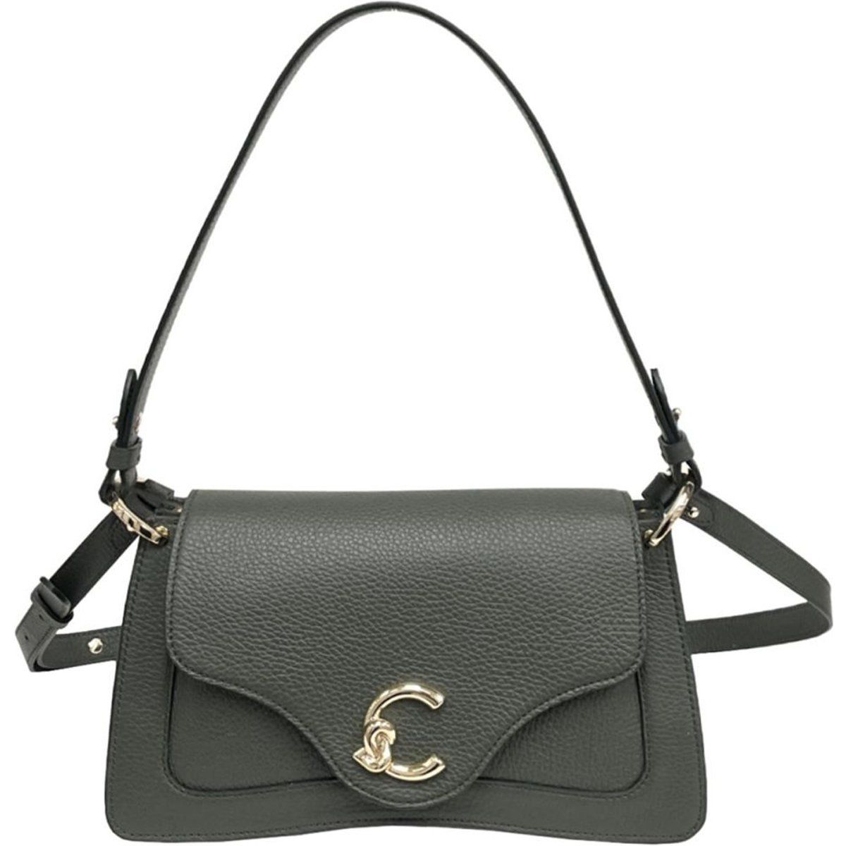 Elegante Schultertasche aus genarbtem Leder