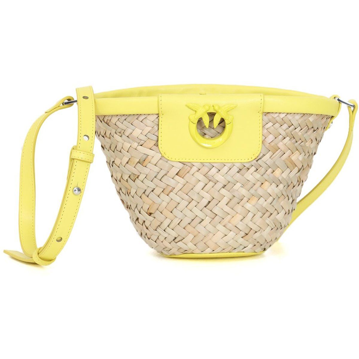 Geflochtene Mini-Korbtasche mit Leder