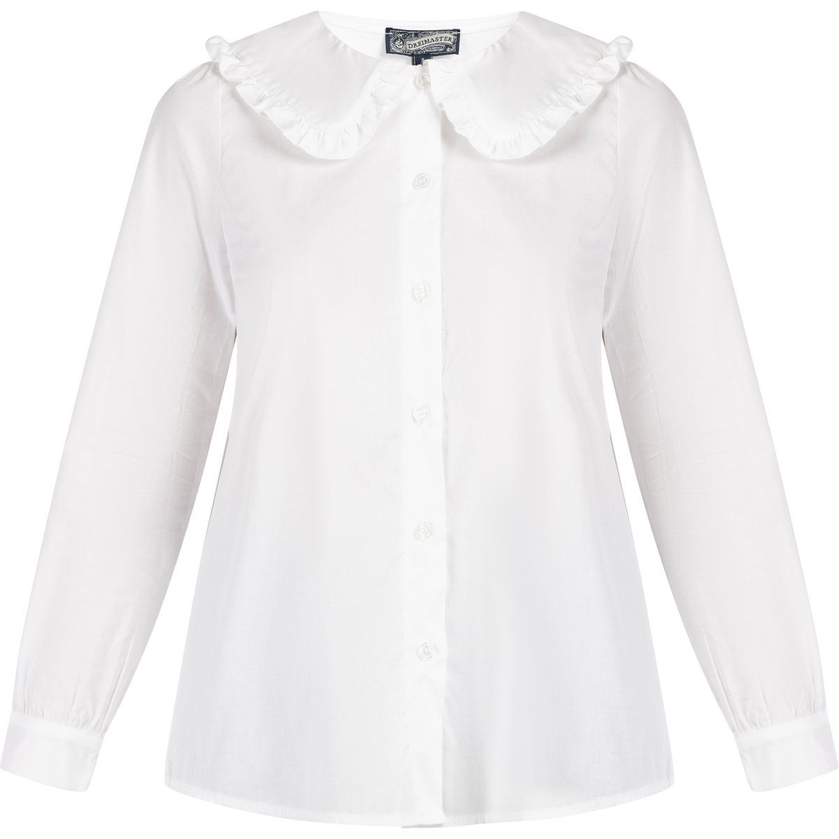 Baumwollbluse mit Rüschen-Bubikragen