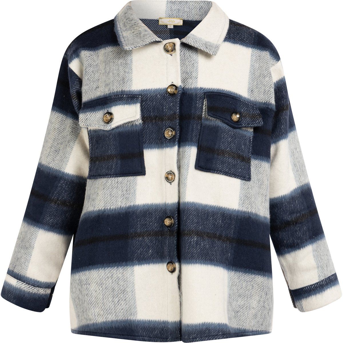 Oversized Karo-Hemdjacke aus Baumwolle
