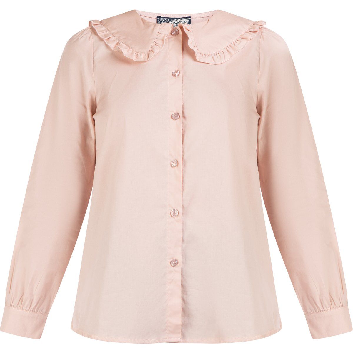 Baumwollbluse mit gerüschtem Bubikragen
