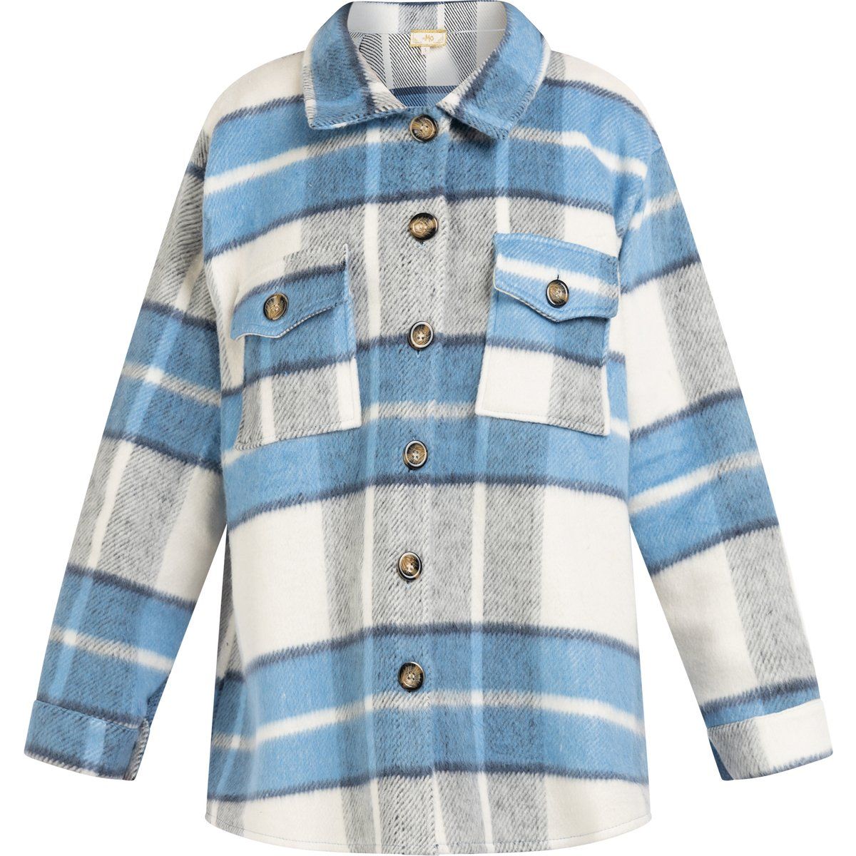 Oversize Karierte Baumwoll-Hemdjacke