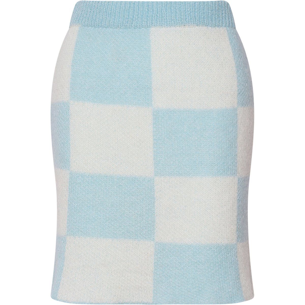 Karierter Mini-Strickrock mit Schachbrettmuster