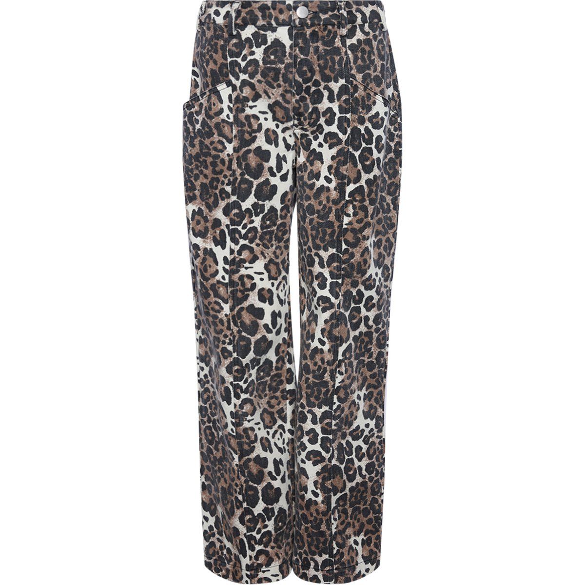 Weite Jeans mit Leopardenmuster