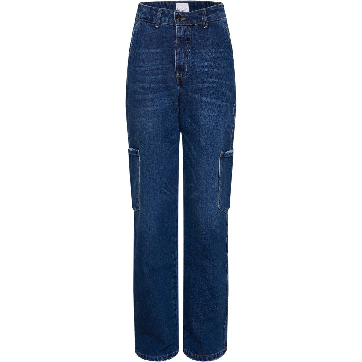 Weite Cargo-Jeans mit hohem Bund