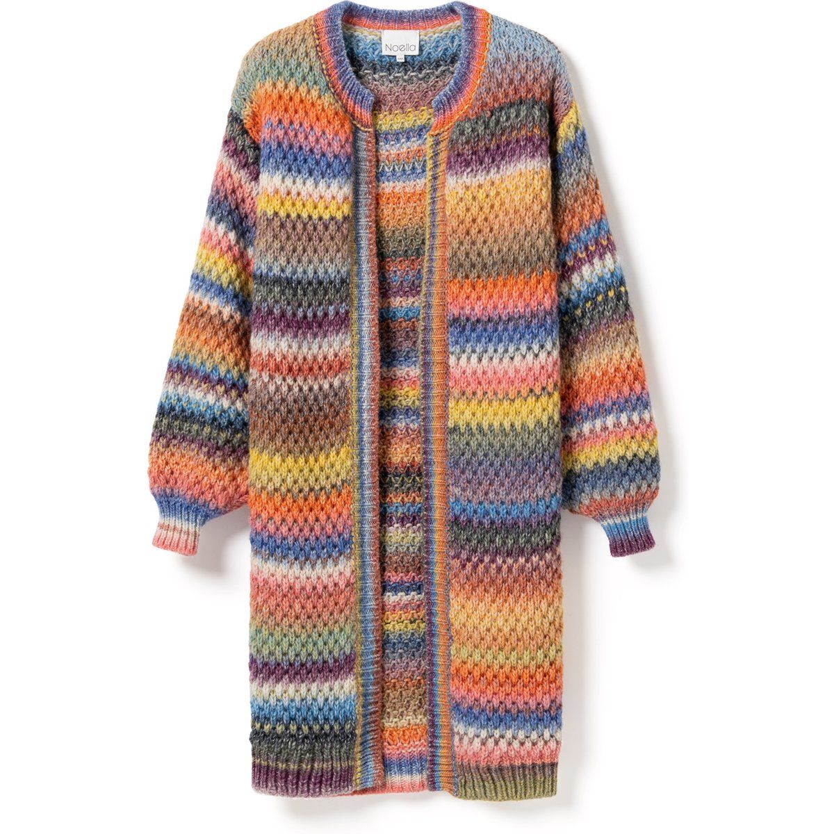 Langer Oversize Strickcardigan in Mehrfarbig