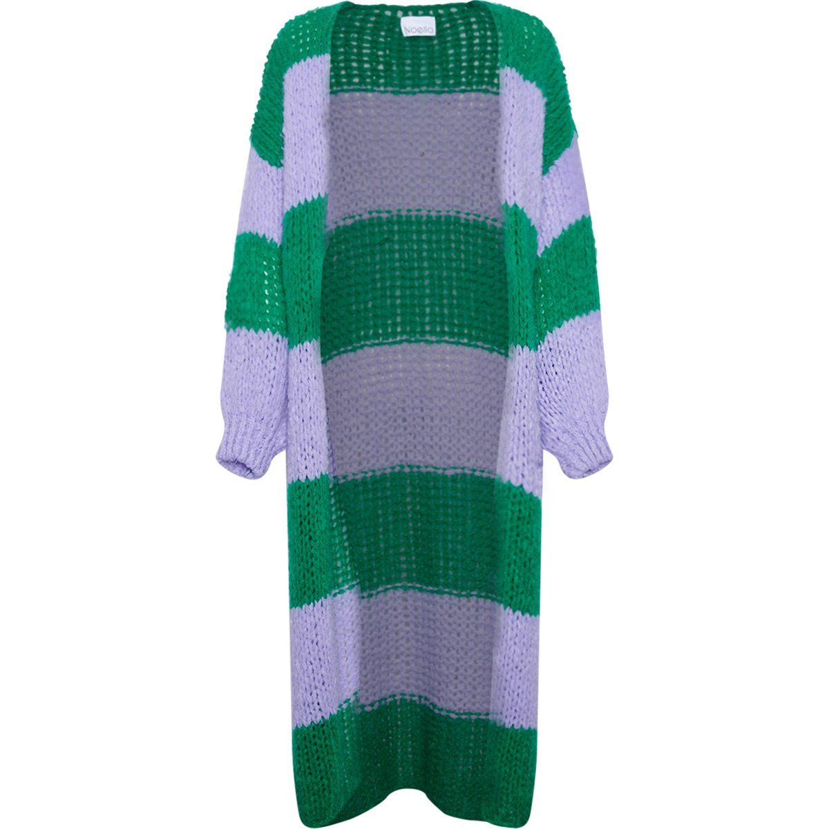 Oversized Gestreifter Long-Cardigan