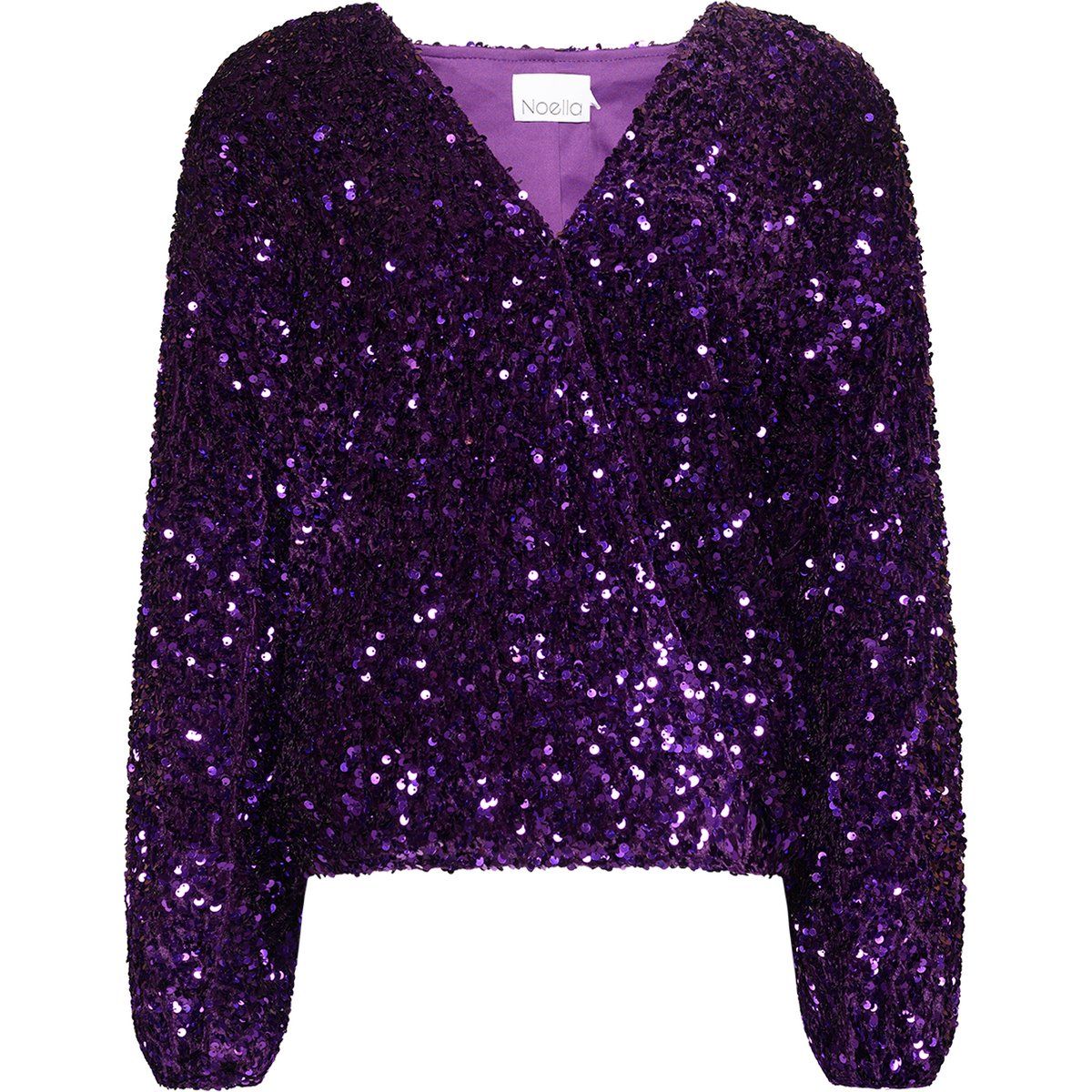 Schimmernde Wickelbluse mit Pailletten