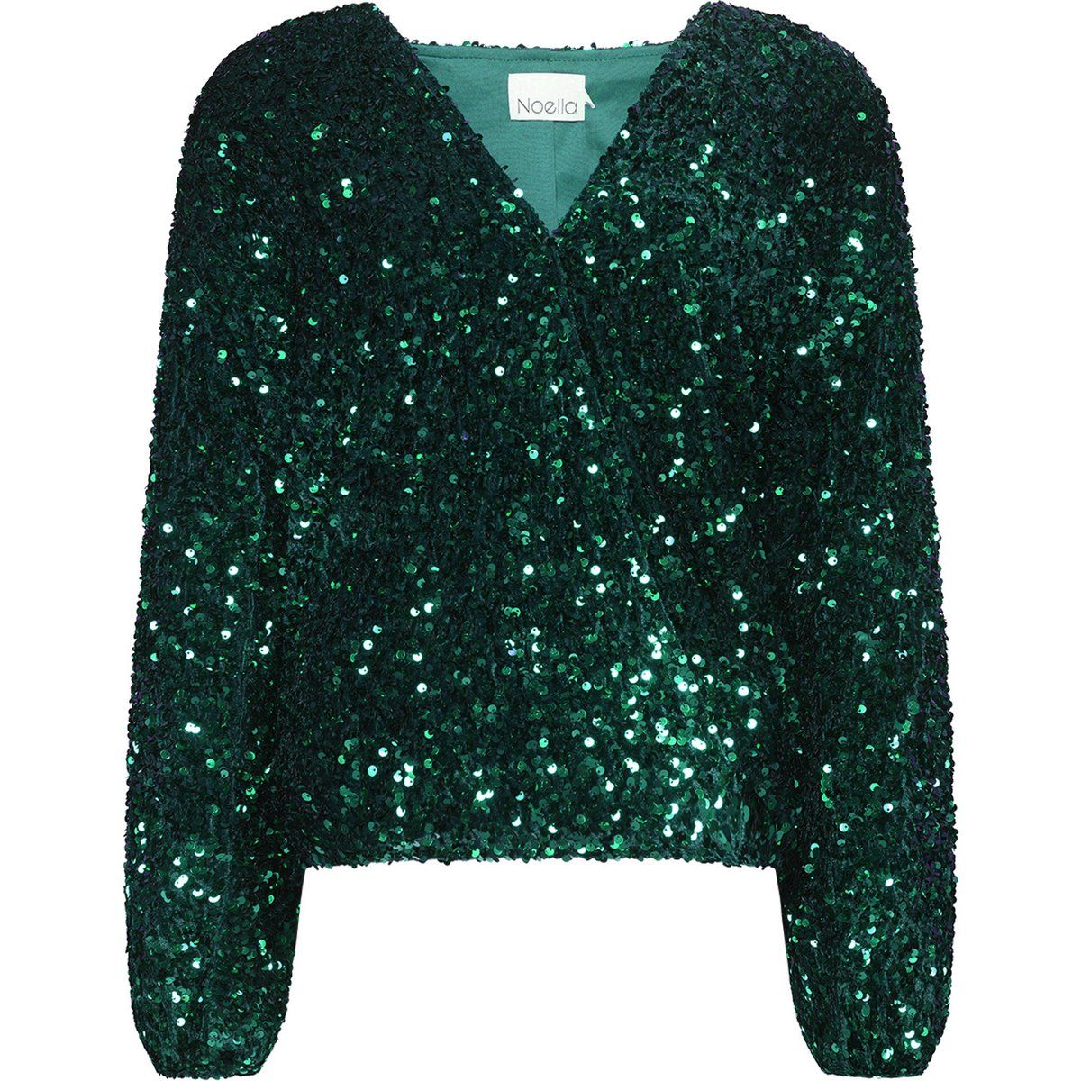 Glitzernde Wickelbluse mit Pailletten