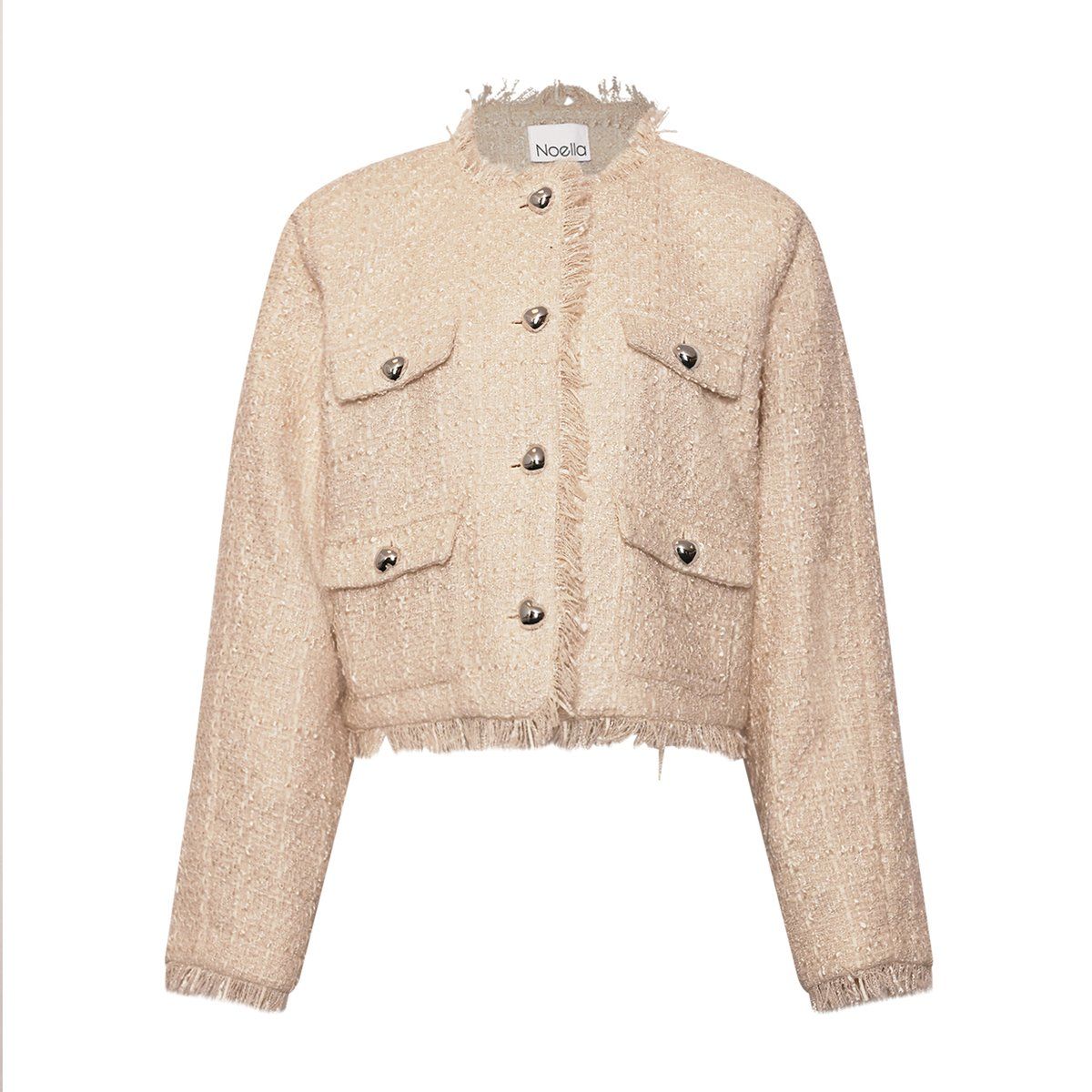 Kurzer Tweed-Blazer mit Herzknöpfen