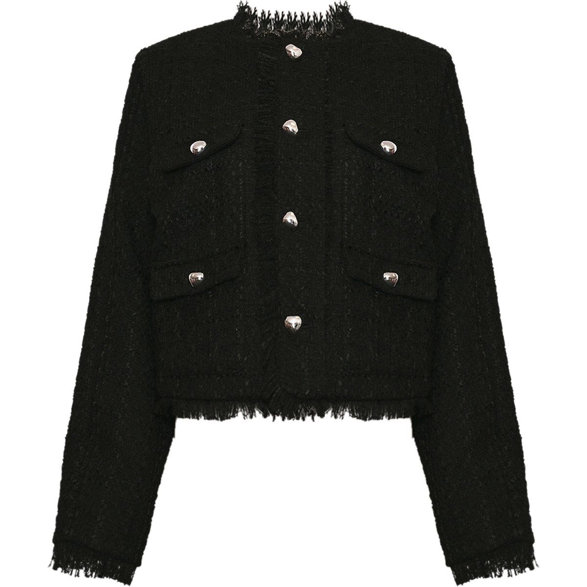 Kurzer Tweed-Blazer mit Herzknöpfen