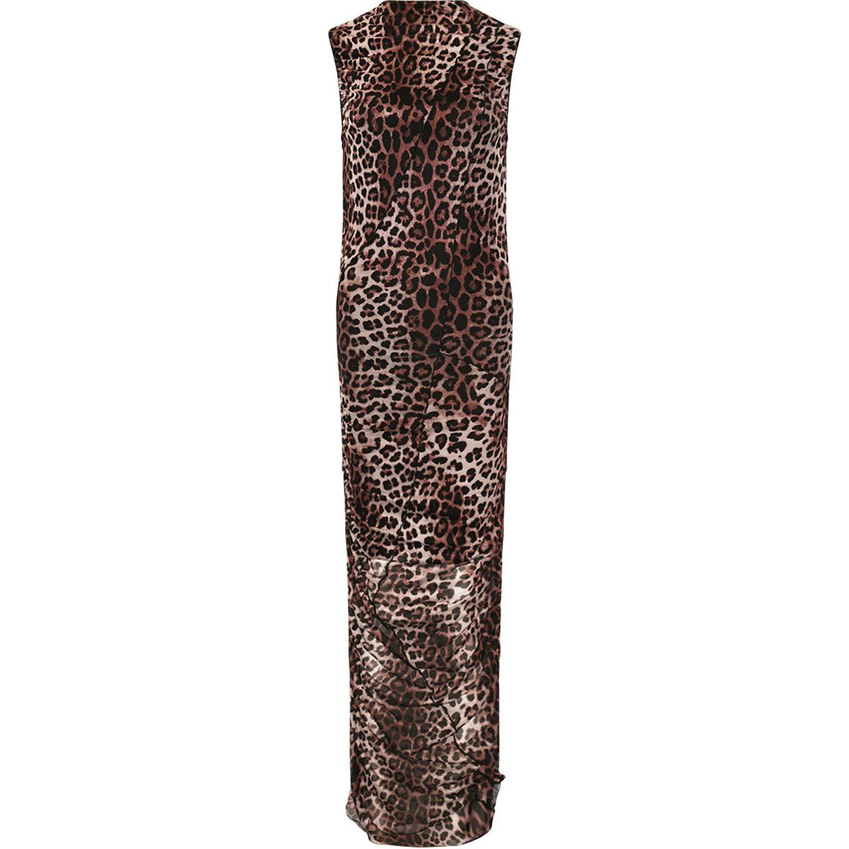 Leopard-Print Midikleid mit Stehkragen