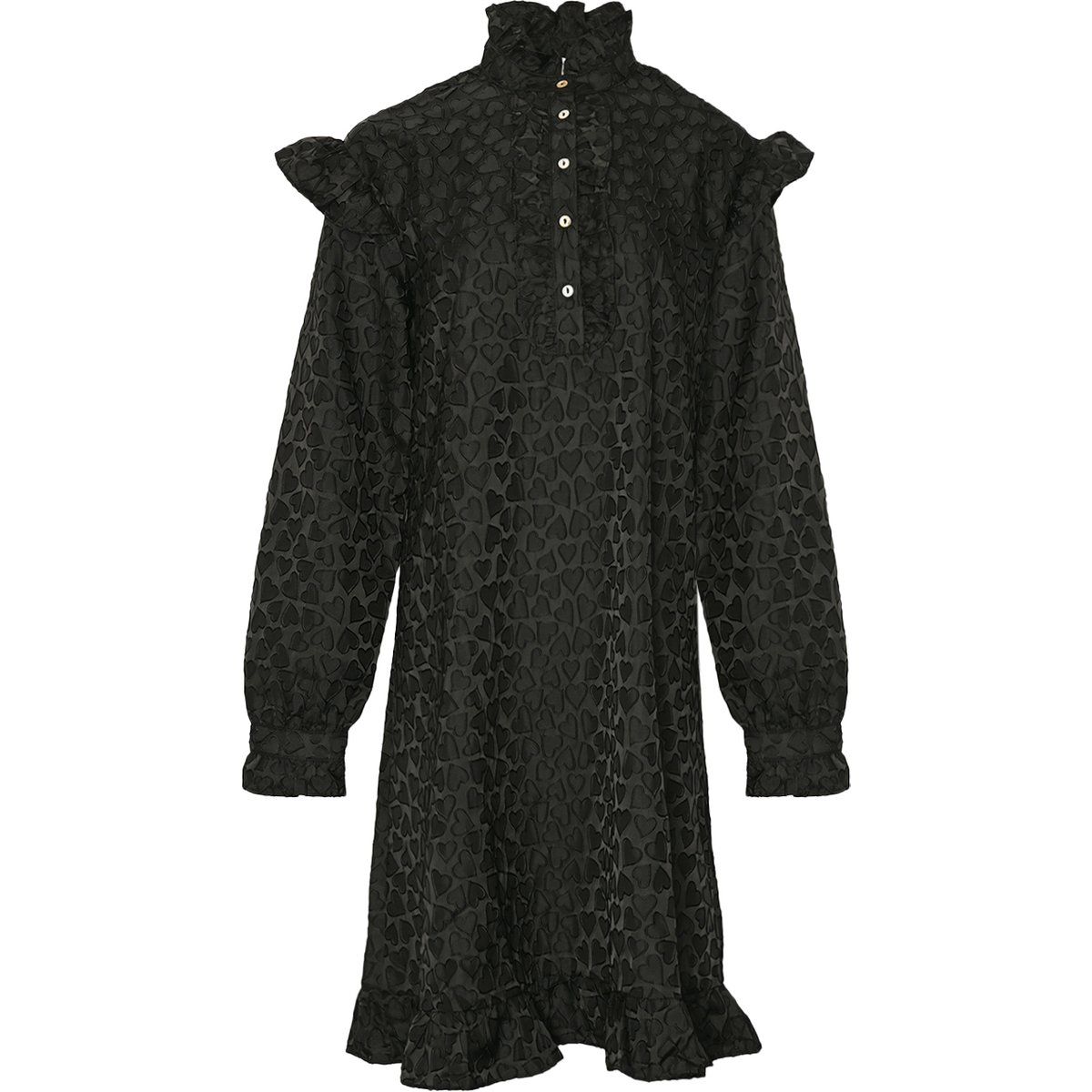 Jacquard-Kleid mit Herzmuster und Rüschen