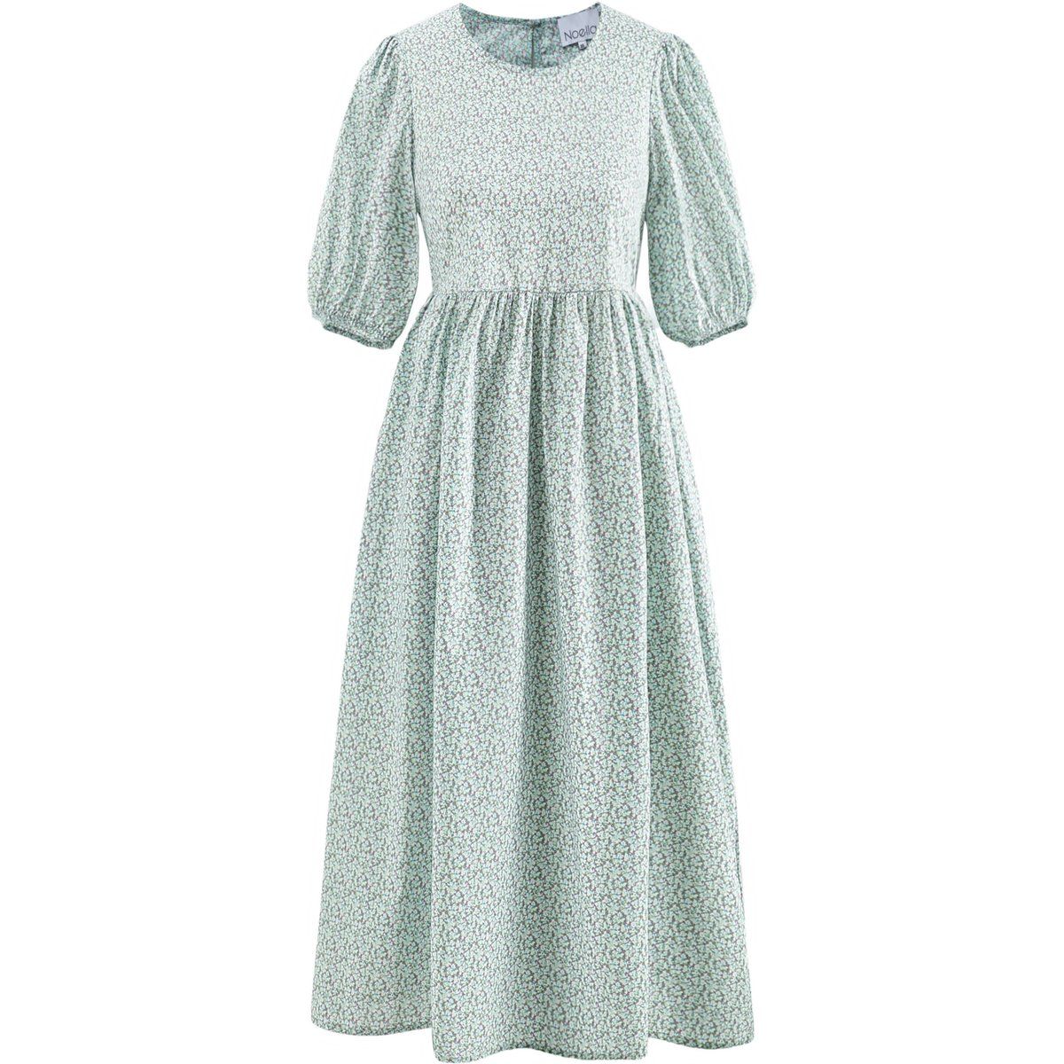 Florales Popeline-Midi mit Puffärmeln