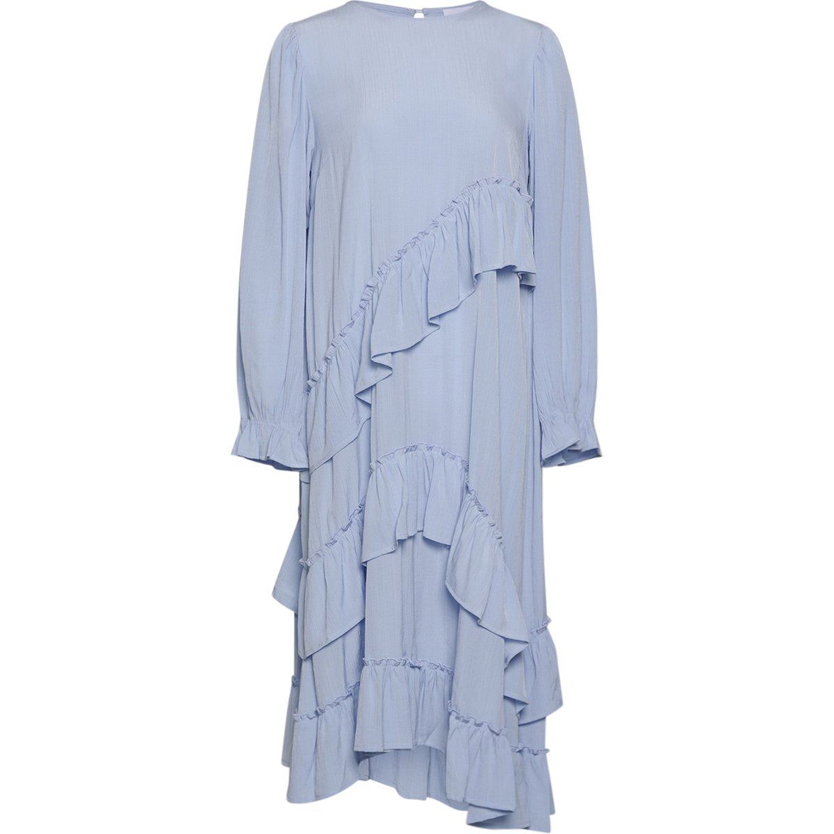 Asymmetrisches Rüschenkleid mit Langarm