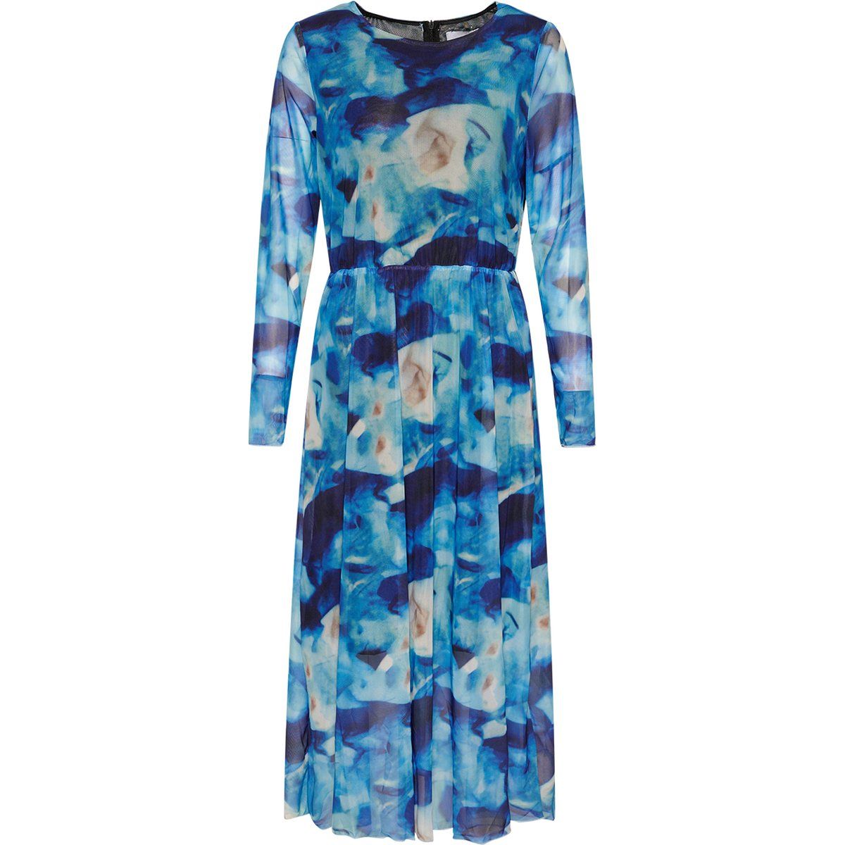 Midikleid aus Netzstoff mit abstraktem Print