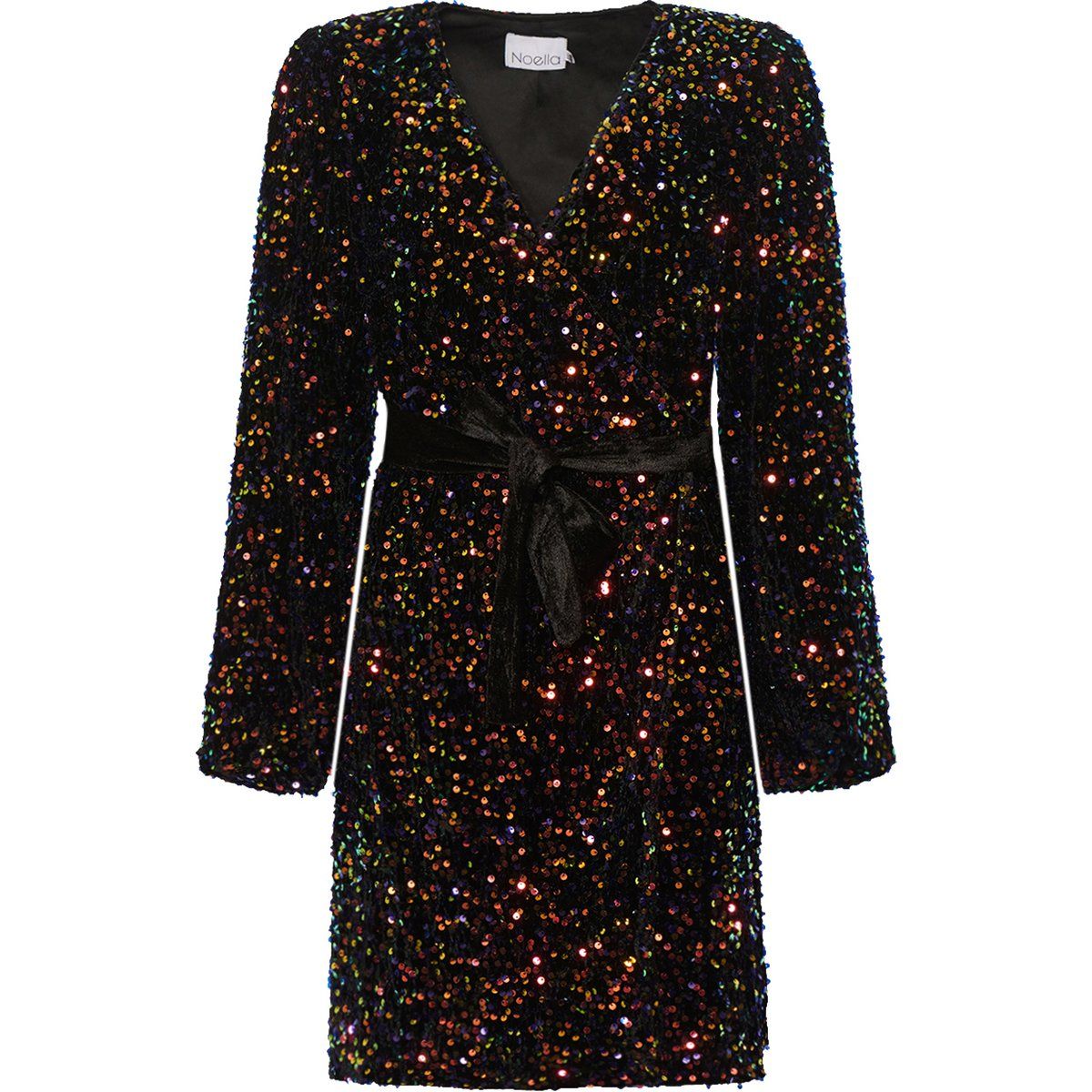 Schimmerndes Pailletten-Wickelkleid in Mini-Länge