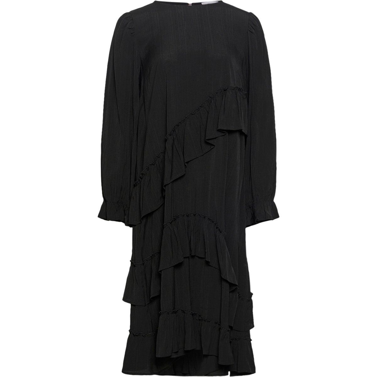 Gestuftes Midi-Volantkleid aus Crêpe