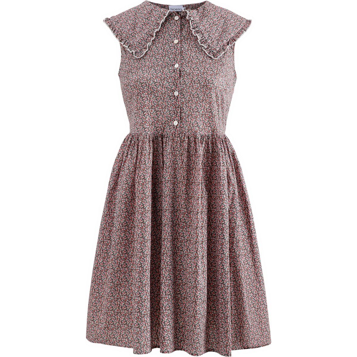Geblümtes Midi-Kleid aus Baumwollpopeline