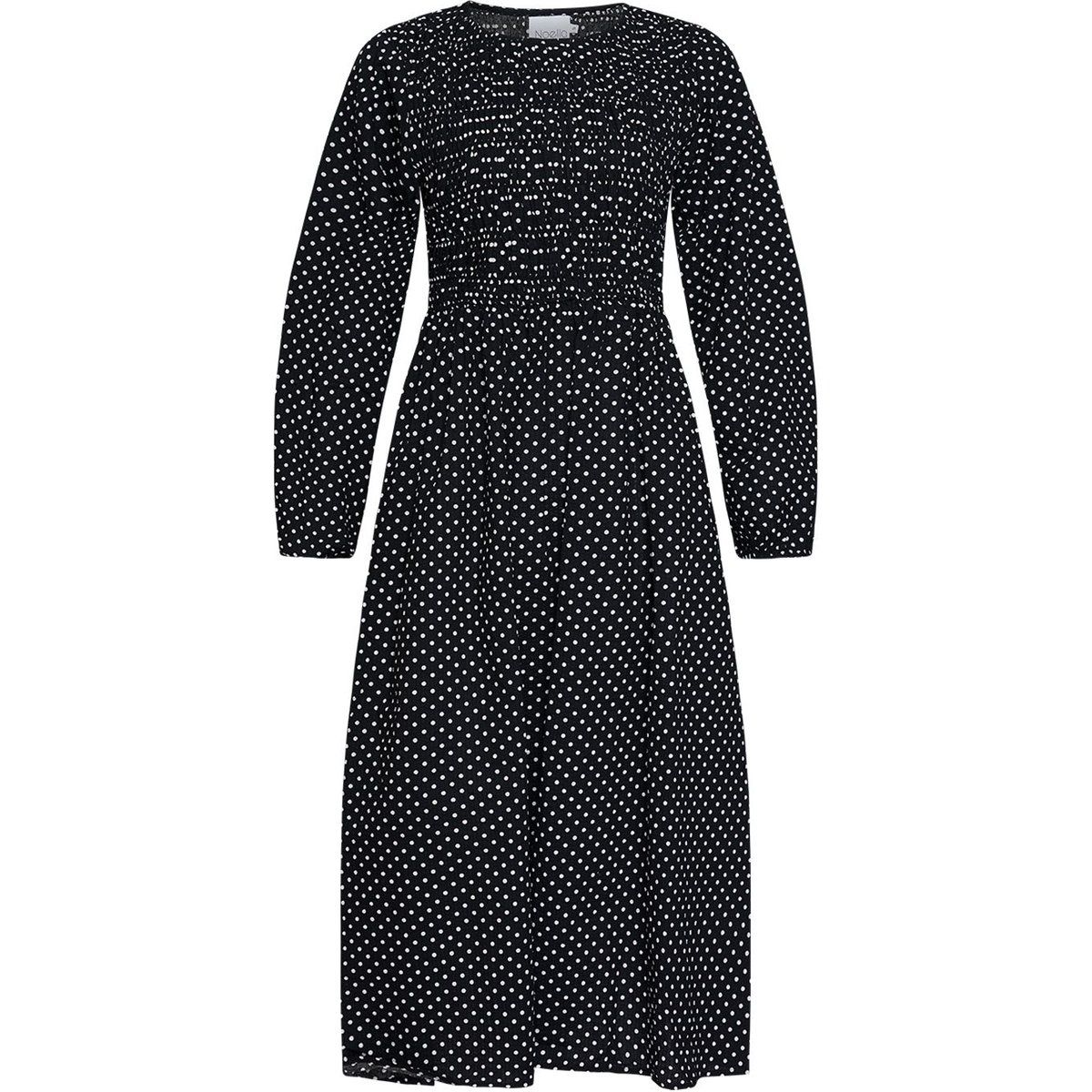 Langärmliges Polka-Dot-Smockkleid