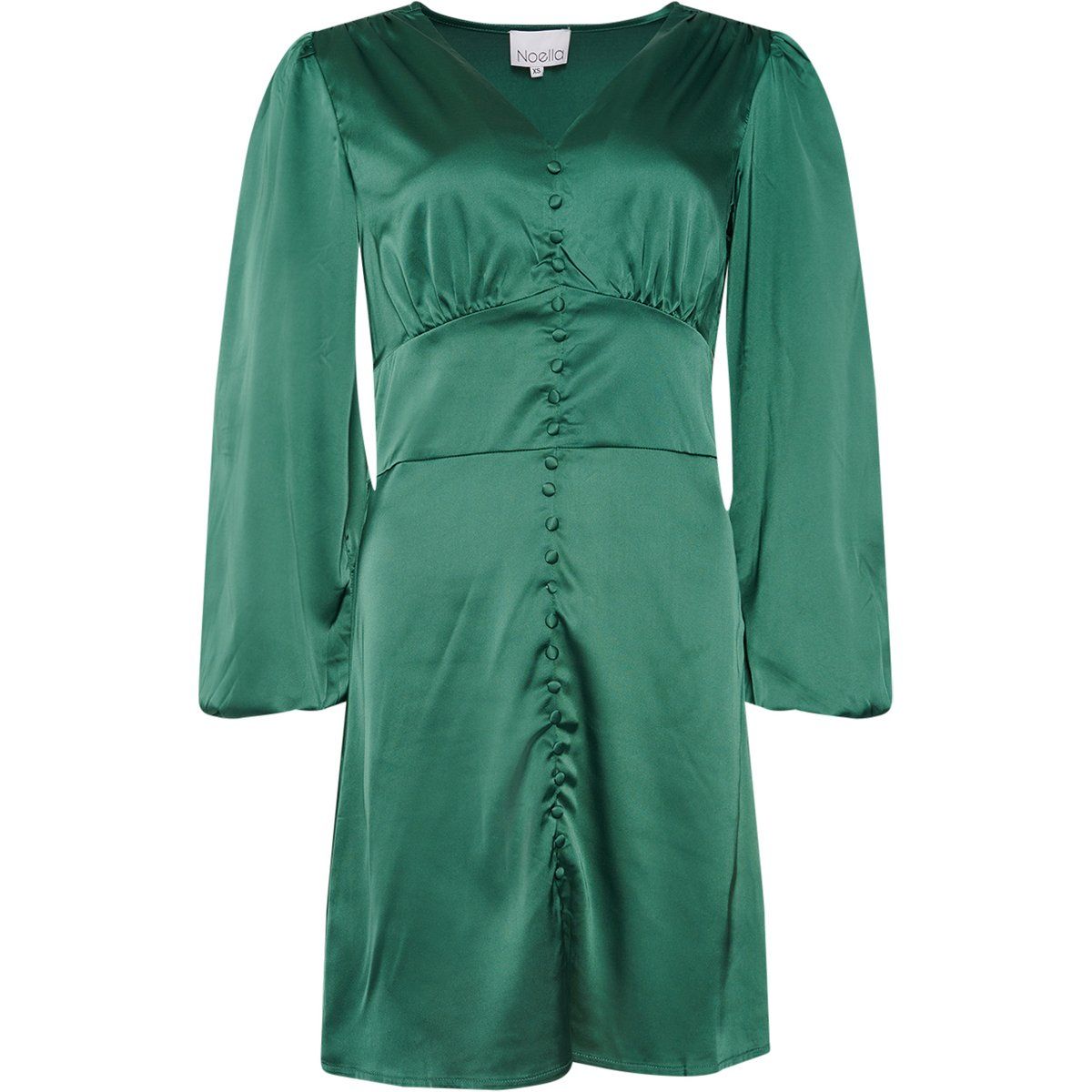 Satin-Minikleid mit Knöpfen und langen Ärmeln