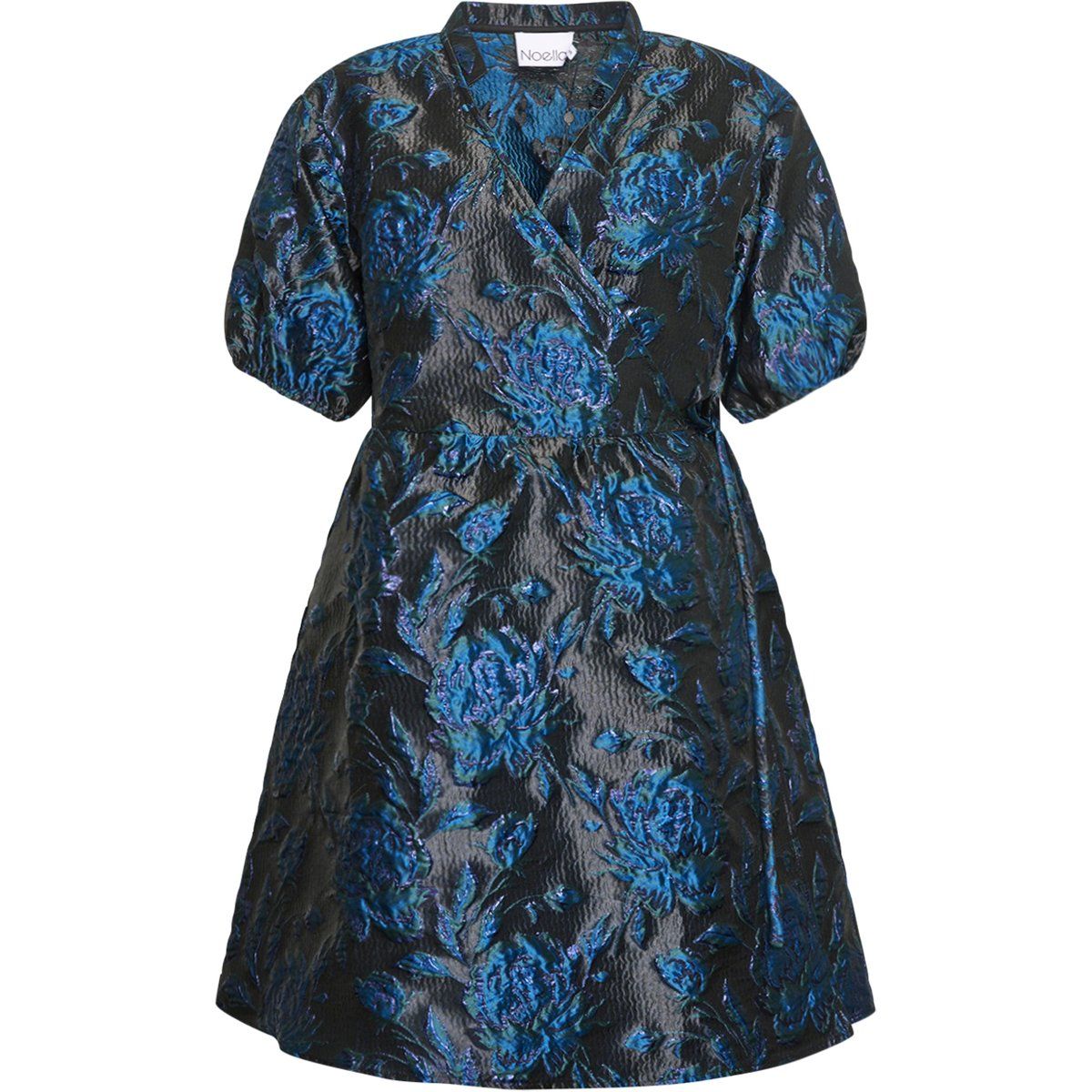 Florales Metallic-Jacquard Wickelkleid